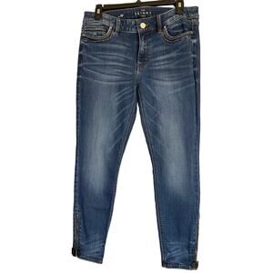 White House Black Market The Skinny Ankle Jeans Distressed Dark Wash. Size 8P`